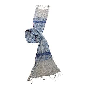 Stylish Blue Red and White Fringe Scarf